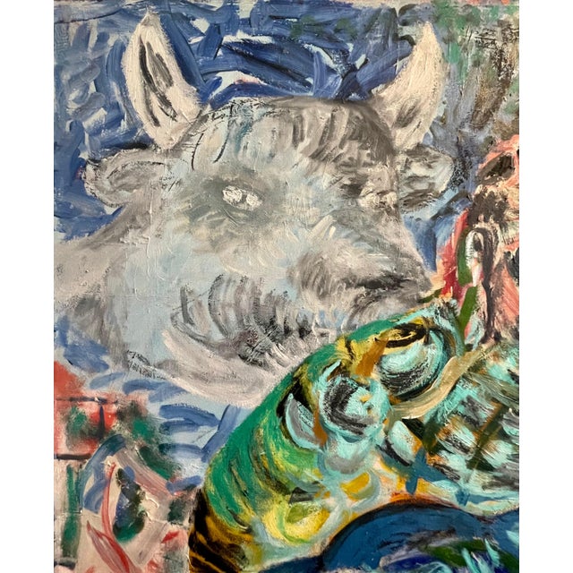 Roberto Juarez, Large Colorful 1983 Neo Expressionist Roberto Juarez Oil Painting Tron Family, 1983 For Sale - Image 18 of 18