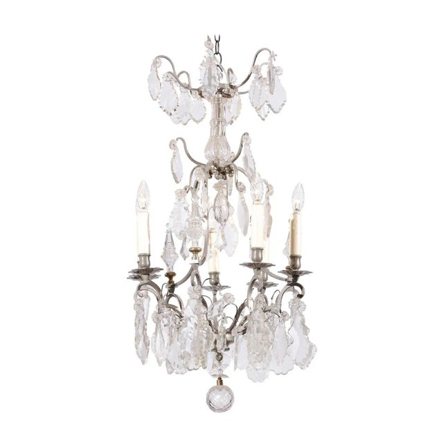 19th Century French Six-Light Crystal Chandelier with Silvered Iron Armature For Sale - Image 12 of 12