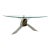 Mid Century Coffee Table With Angled Brass and Lucite Base With Triangle Glass Top. For Sale