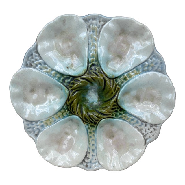 French Majolica Oyster Plate Orchies, Circa 1900 For Sale