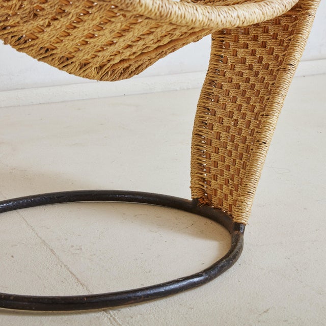 Curved Wicker ‘Zest’ Chair Attributed to Francois Liguori, France 1988 For Sale - Image 11 of 11