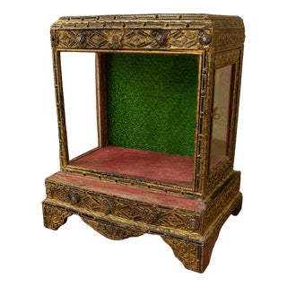 Antique Asian Burmese Temple in Wood and Gilded Metal, 1800s For Sale