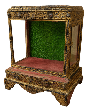 Antique Asian Burmese Temple in Wood and Gilded Metal, 1800s
