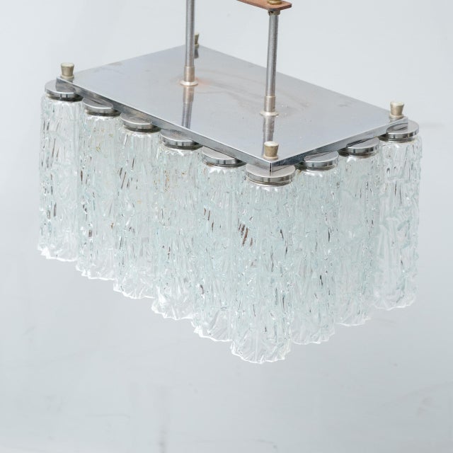 1970s Two-Light Metal and Glass Pendant Light, 1970s For Sale - Image 5 of 8