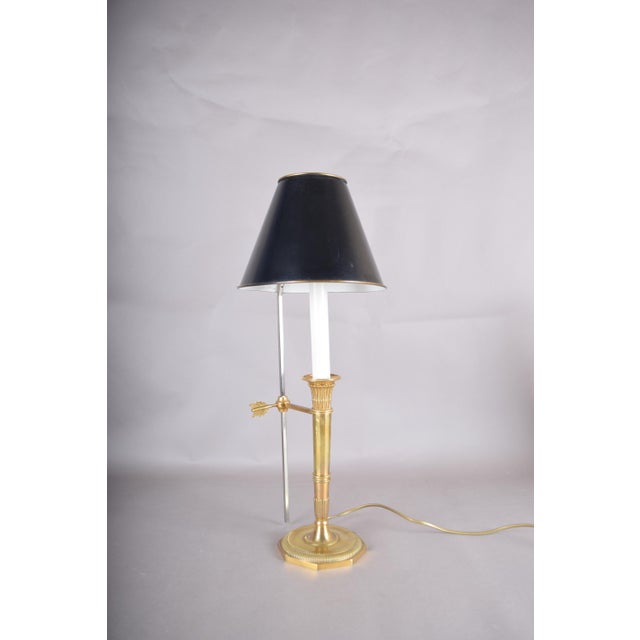 Black Brass Bouillotte Table Lamp with Adjustable Black Metal Shade, 1950s For Sale - Image 8 of 16