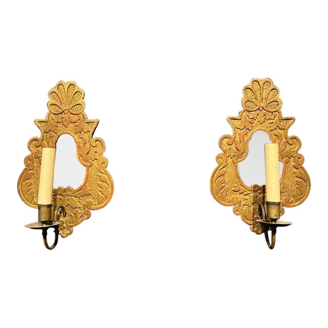 Late 19th Century Italian Gilt Wood Sconces - A Pair For Sale