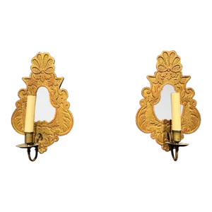 Late 19th Century Italian Gilt Wood Sconces - A Pair