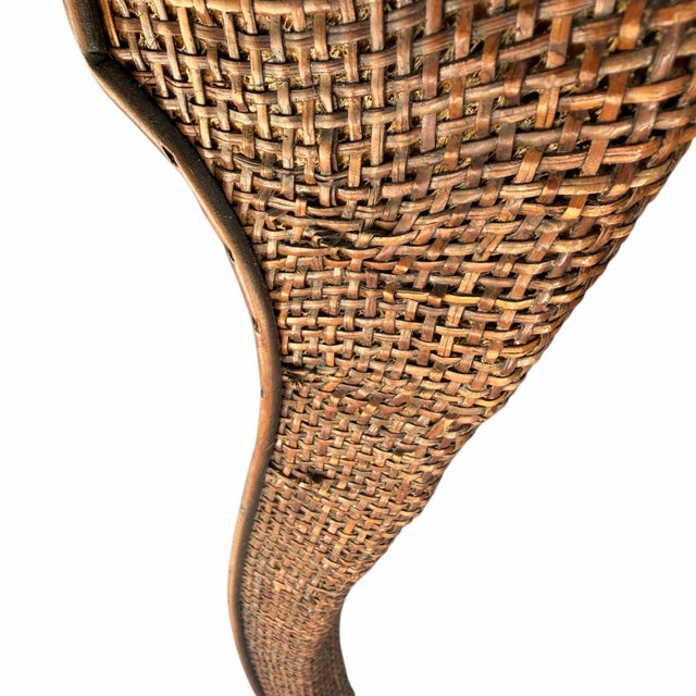 Serpentine Front Woven Rattan and Grasscloth Console, Sofa Table or Desk For Sale - Image 9 of 10