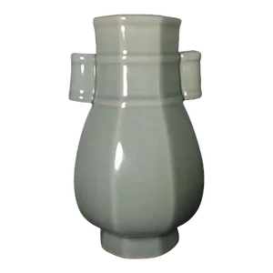 Chinese Art Deco Celadon Porcelain Hu Shaped Vase