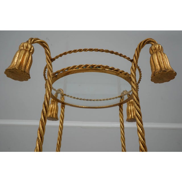 Gold Italian Rope & Tassel Design Gold Iron 3 Tier Occasional Table For Sale - Image 8 of 10