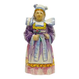 Mid Century French Faience Figural Figurine Traditional Costume and Headdress