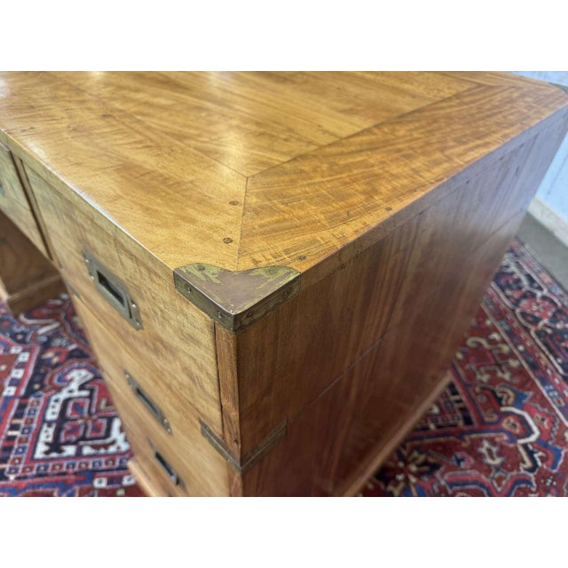 Indian Marine Flat-Top Desk in Mahogany, 1980s For Sale - Image 6 of 18