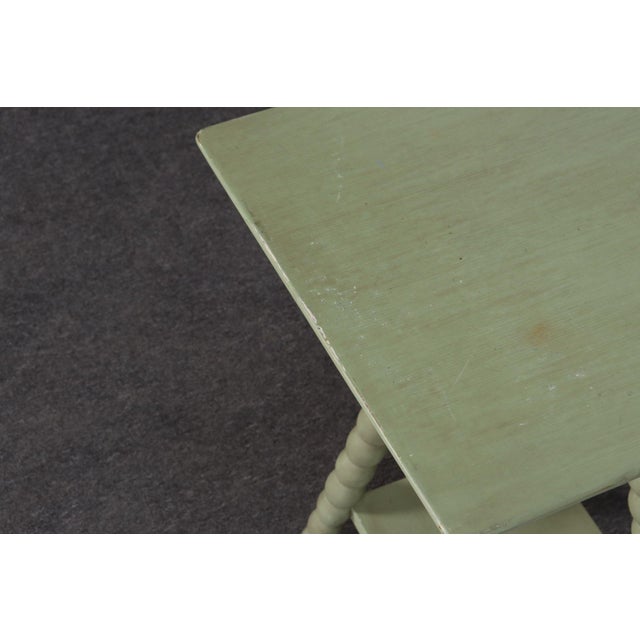 Vintage Folk Art Two Tier Mint Green Bobbin Side Table For Sale - Image 13 of 18