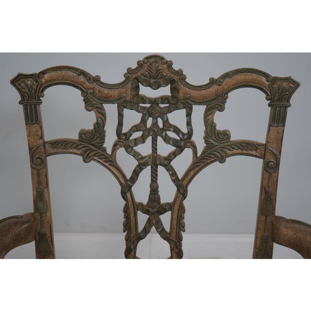 1990s Pair Hickory Chair Georgian Style Painted Armchairs For Sale - Image 5 of 12