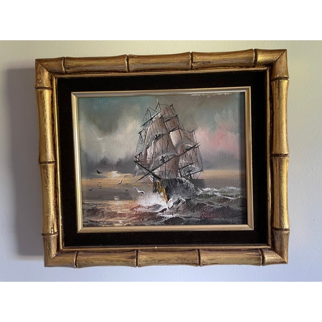 1920s 1920s Vintage Nautical Oil Painting, Framed For Sale - Image 5 of 5