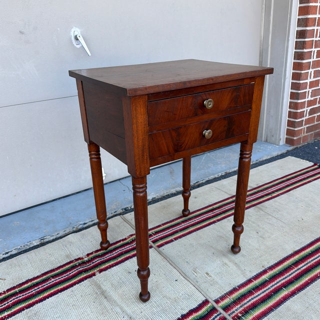 A Antique Walnut and Mahogany Sheraton 2 Drawer Side Table, Circa 1830’s For Sale - Image 11 of 12