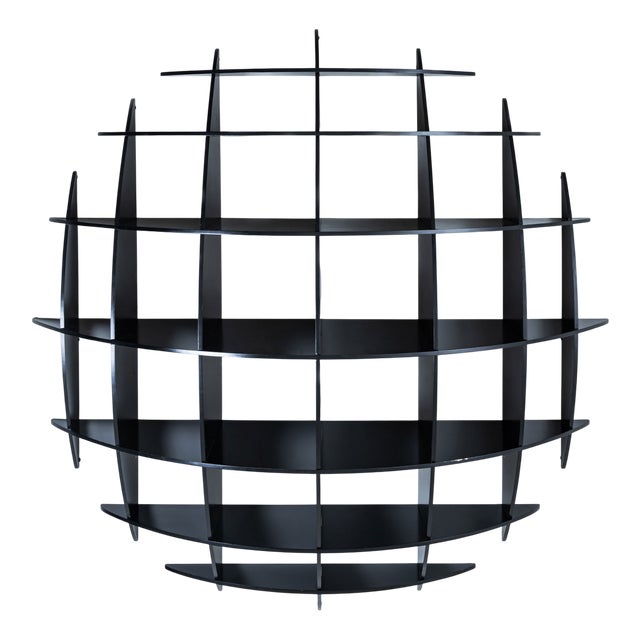 Convex Black Wall Shelf Tyco by Manfredo Massironi for Nikol International, 1970s For Sale