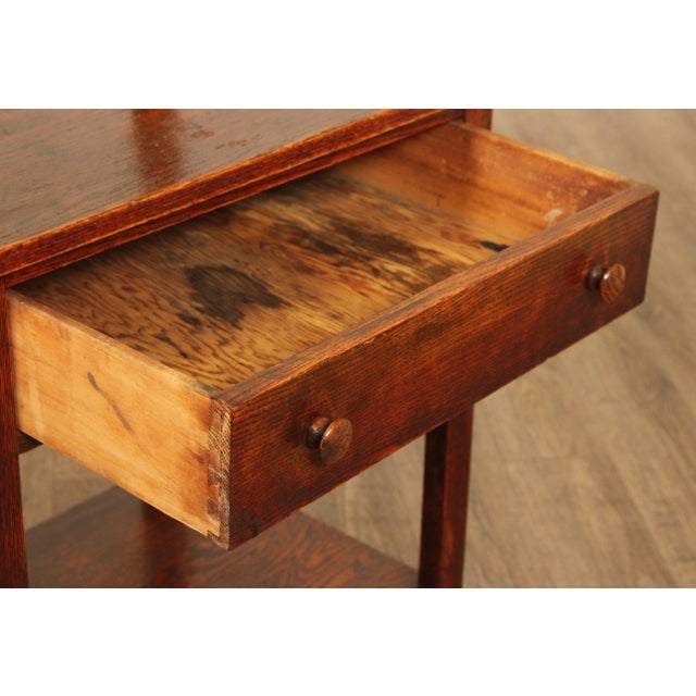 Antique Arts & Crafts Oak Shaving Stand For Sale - Image 4 of 12