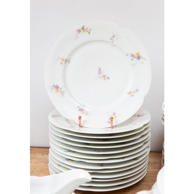 1920s Antique French Porcelain Dinnerware with Flowers from Limoges, 1920s-1930s, Set of 39 For Sale - Image 5 of 14