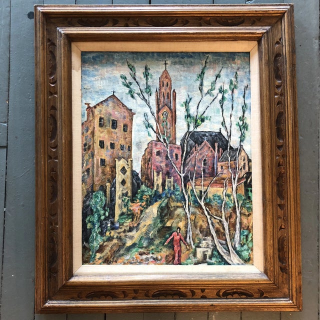 Brown Original Modernist Vintage Painting Hartford Conn. By Segal For Sale - Image 8 of 8