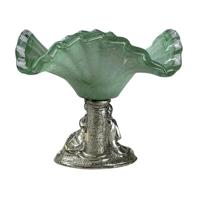 Glass Bowl on Silver Base with a Romantic Scene from La Meridiana, Italy For Sale - Image 3 of 8
