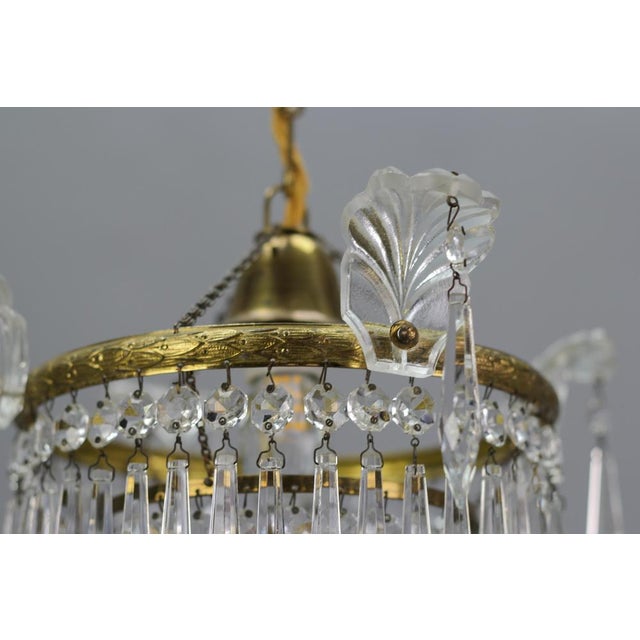 French Empire Crystal Glass and Brass Chandelier, 1930s For Sale - Image 9 of 18