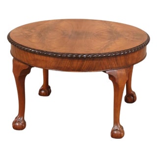 19th Century English Ball and Clawfoot Coffee Table With Book Match Top For Sale