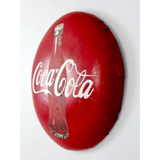 Vintage Coca-Cola Button Sign For Sale - Image 4 of 9