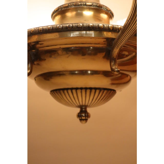 Art Nouveau Cornucopia Chandelier in Alabaster and Brass For Sale - Image 17 of 18