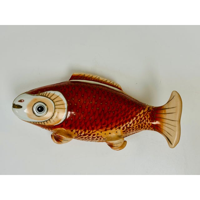 Chinese Vintage Chinese Hand Painted Carp/Koi Fish Box With Lid For Sale - Image 3 of 11
