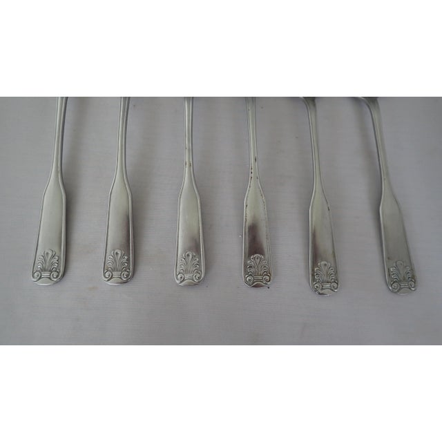 English Shell Design Stainless Steel Table Spoons- Set of 6 For Sale - Image 3 of 4
