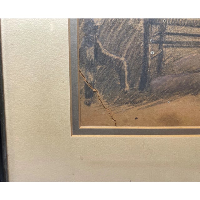 Antique orig.l Egbert Norman Clark Charcoal Pencil Gouache Family Drawing Sketch For Sale - Image 16 of 16