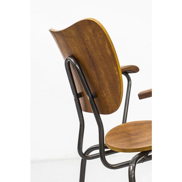 Mid-Century Swedish Tubular Steel and Teak Armchair For Sale - Image 11 of 16