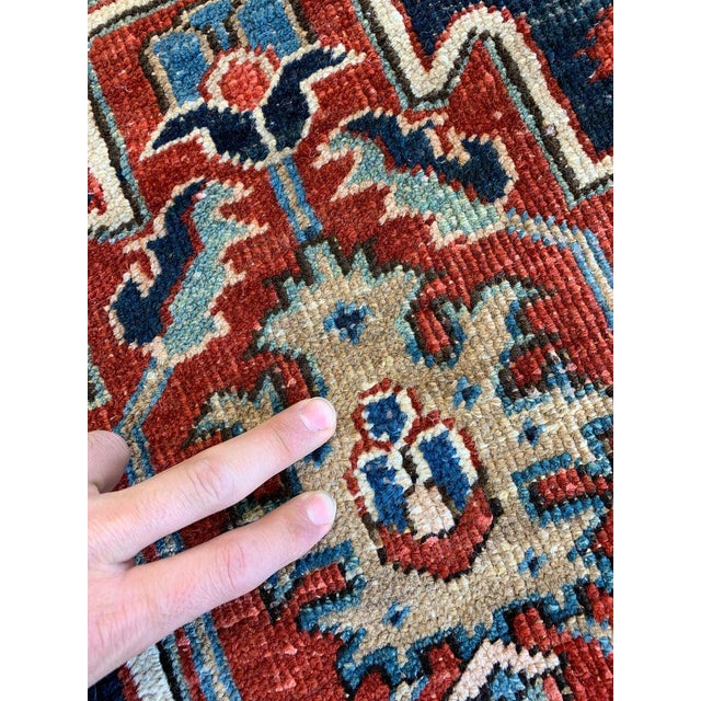 Textile Antique Persian Heriz DREAM in Rare Lattice Design Rug 9.2 x 11.6 For Sale - Image 7 of 11