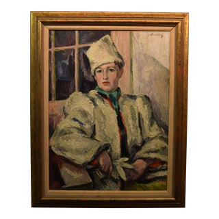"White Russian" Signed Frederick Buchholz Impressionist Portrait Painting For Sale
