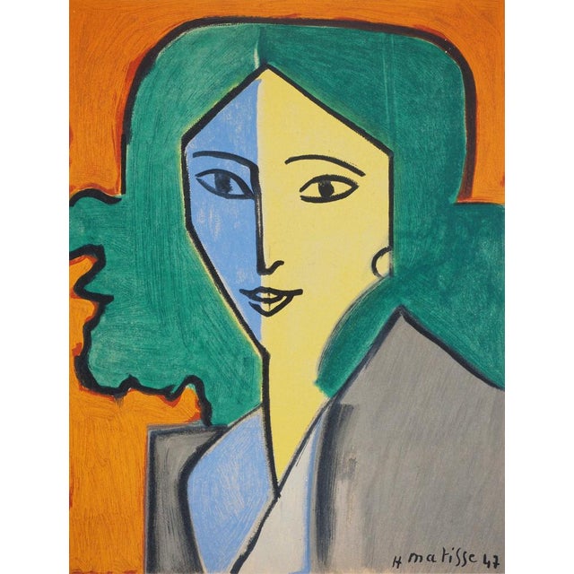 Modern Henri Matisse, Portrait in Blue, Green and Yellow, Lithograph For Sale - Image 3 of 6