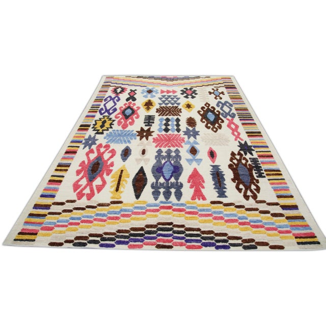 Handmade Modern Kilim Rug 7'11" X 10'11" For Sale - Image 9 of 10