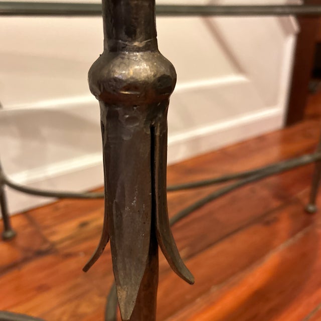 Gray Vintage Heavy Hand Forged Metal and Glass Coffee Table in the Style of Dennis and Leen For Sale - Image 8 of 12
