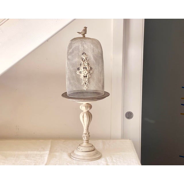 Large Decorative Cloche with Wooden Base and Wire Mesh Dome, 2010s For Sale - Image 12 of 12