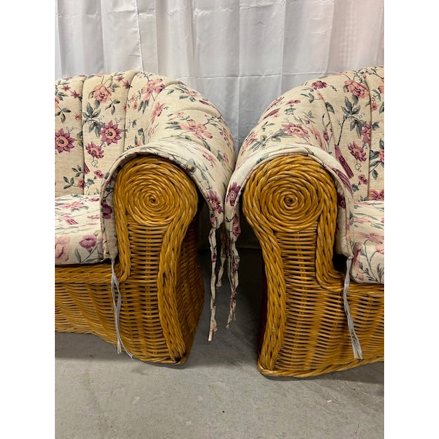 Vintage Rattan Wicker Club Chairs, a Pair For Sale - Image 16 of 17