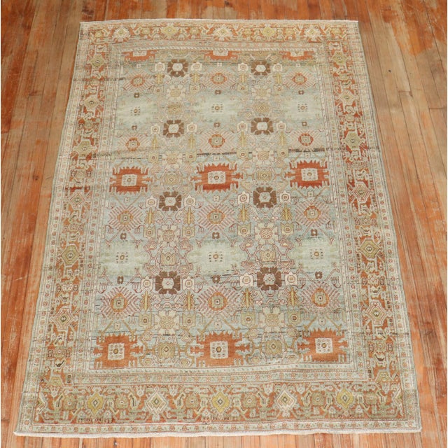 Persian Antique Zabihi Collection Persian Senneh Accent Rug For Sale - Image 3 of 8