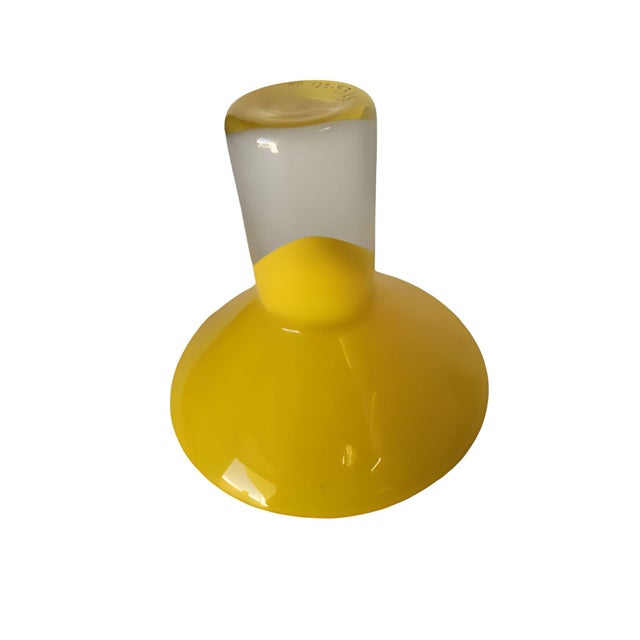 Mid 20th Century Pair of Yellow Murano Glass Stem Dish Candlestick Holders, Pair For Sale In Los Angeles - Image 6 of 11