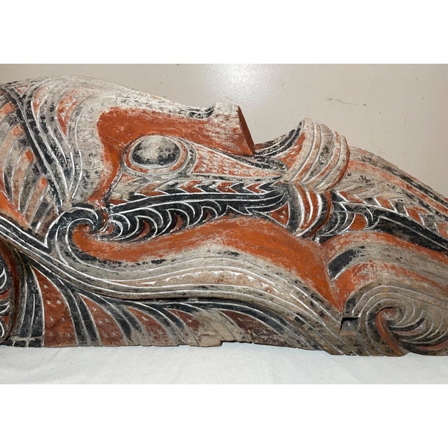 Huge Antique Carved Wood House Facade Singa Indonesia North Sumatra Batak Tribe For Sale - Image 13 of 16