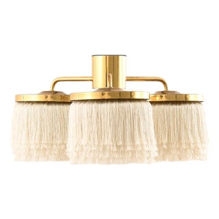 Vintage Ceiling Lamps in Brass and Silk by Hans-Agne Jakobsson, 1960s, Set of 2 For Sale