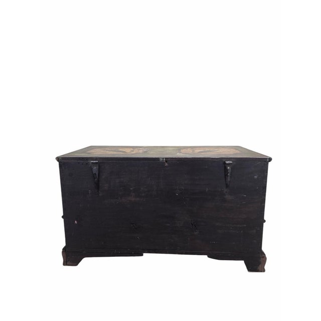 Green Antique Pennsylvania Dutch Folk Art Painted Blanket Chest / Hope Chest Dated 1786 For Sale - Image 8 of 9