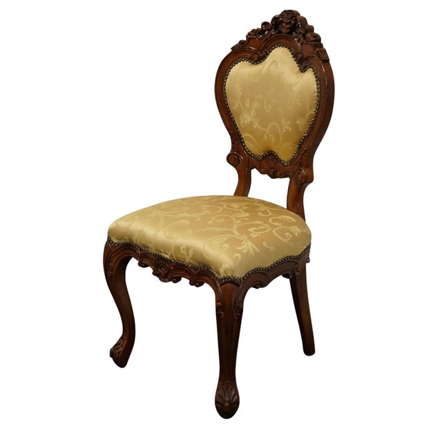 VINTAGE ANTIQUE Traditional Rococo Style Carved Accent Side Chair 40.5" High 21.5" Wide 22" Deep Seat: 20" High We...