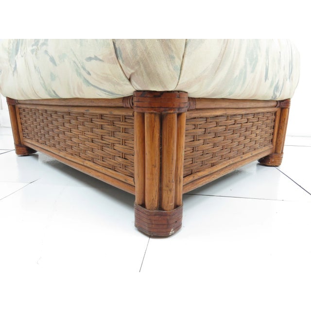 Vintage Wicker and Upholstered Pillow Top Ottoman For Sale In Chicago - Image 6 of 9