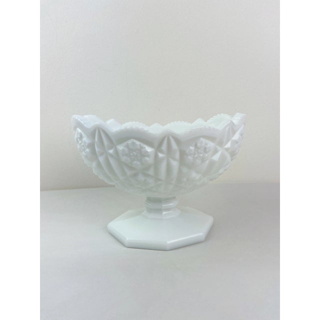 1960s Kemple Toltec Milk Glass White Oval Pedestal Bowl For Sale - Image 12 of 12