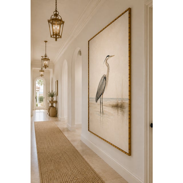 White Egret Coastal Study, Neutral Bird Wall Art Print, 32" X 48" For Sale - Image 4 of 6