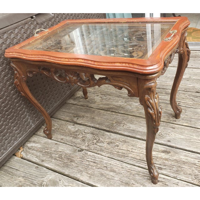 1900 - 1909 Early 1900s Hand Carved Walnut Tray Table For Sale - Image 5 of 12